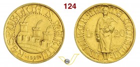 ROMA - SAN MARINO (1864-1938) 20 Lire 1925. Pag. 341 Au g 6,43 Molto rara SPL÷FDC