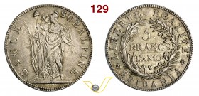 TORINO - REPUBBLICA SUBALPINA (1800-1802) 5 Franchi An. 10 (1801-1802) Pag. 6 Ag g 24,95 Rara • Bella patina BB÷SPL