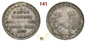 VENEZIA - PAOLO RENIER (1778-1789) Osella 1787 A. VIIII. D/ Leone retrospicente R/ Scritta in corona. Paol. 270 Jesurum pag. 313 Ag g 9,75 • Lieve tra...