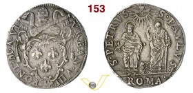 URBANO VIII (1623-1644) Testone A. VI, Roma. D/ Stemma R/ I Santi Pietro e Paolo stanti. Munt. 68 MIR 1689/2 Ag g 9,35 BB+