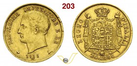 NAPOLEONE I, Imperatore (1804-1814) 20 Lire 1811 Milano. Pag. 21 Au g 6,42 BB+