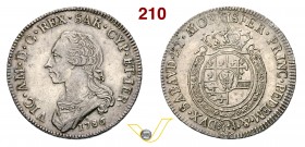 VITTORIO AMEDEO III (1773-1796) Mezzo Scudo da 3 Lire 1786. Biaggi 849 MIR 988m Ag g 17,54 Rara BB+