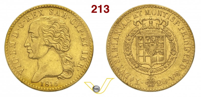 VITTORIO EMANUELE I (1802-1821) 20 Lire 1816 Torino. MIR 1028a Pag. 4 Varesi 3 A...