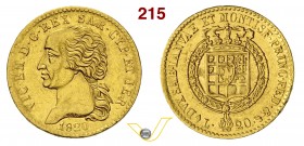 VITTORIO EMANUELE I (1802-1821) 20 Lire 1820 Torino. MIR 1028e Pag. 8 Varesi 7 Au g 6,42 Rara BB÷SPL