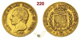 CARLO FELICE (1821-1831) 80 Lire 1825 Torino. MIR 1032e Pag. 26 Au g 25,70 BB