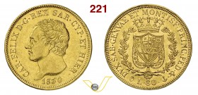 CARLO FELICE (1821-1831) 80 Lire 1830 Genova. MIR 1032m Pag. 35 Au g 25,78 • Mancante della scritta sul taglio, per un quarto della circonferenza (2 s...