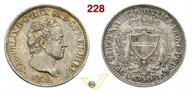 CARLO FELICE (1821-1831) 50 Centesimi 1826 Torino. MIR 1038f Pag. 113 Ag g 2,51 • Bellissima patina SPL÷FDC