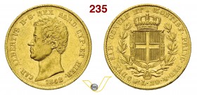 CARLO ALBERTO (1831-1849) 20 Lire 1842 Torino. MIR 1045t Pag. 195 Au g 6,45 Rara • Ex InAsta 47, lotto 1363 q.SPL