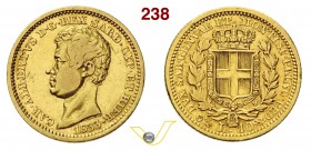 CARLO ALBERTO (1831-1849) 10 Lire 1833 Genova. Pag. 211 Au g 3,16 Molto rara MB/q.BB