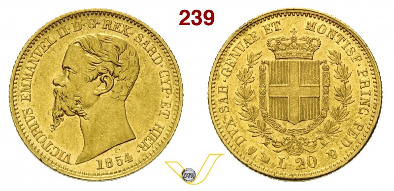 VITTORIO EMANUELE II, Re di Sardegna (1849-1861) 20 Lire 1854 Genova. MIR 1055j ...