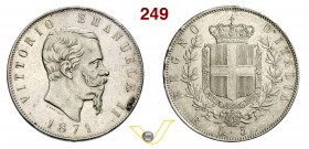 VITTORIO EMANUELE II, Re d'Italia (1861-1878) 5 Lire 1871 Roma. MIR 1082n Pag. 493 Ag g 24,99 Rara • Graffietti da pulitura in corrispondenza della pi...