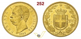 UMBERTO I (1878-1900) 100 Lire 1883 Roma. Pag. 569 MIR 1096c Au g 32,25 Rara q:SPL