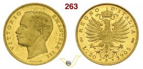 VITTORIO EMANUELE III (1900-1946) 20 Lire 1905 Roma “aquiletta”. Pag. 664 MIR 1125d Au g 6,45 Rara q.FDC