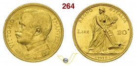 VITTORIO EMANUELE III (1900-1946) 20 Lire 1912 Roma “aratrice”. Pag. 667 MIR 1126b Au g 6,45 Rara q.FDC/SPL