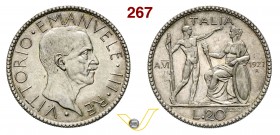 VITTORIO EMANUELE III (1900-1946) 20 Lire 1927 VI Roma “littore”. Pag. 672 MIR 1128b Ag g 14,92 SPL