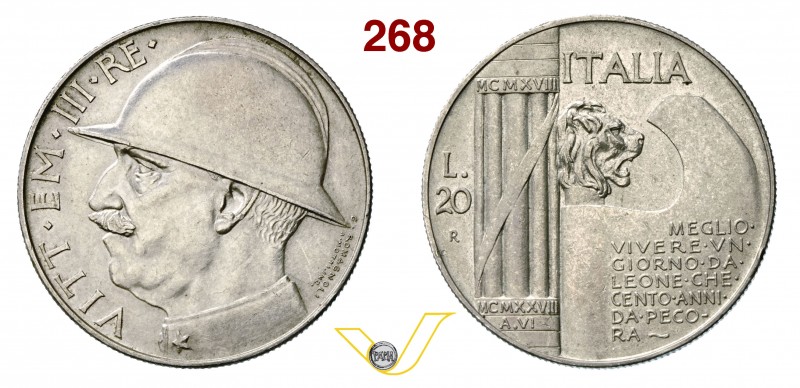 VITTORIO EMANUELE III (1900-1946) 20 Lire 1928 VI Roma “elmetto”. Pag. 680 MIR 1...