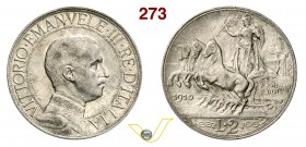 VITTORIO EMANUELE III (1900-1946) 2 Lire 1910 Roma “quadriga”. Pag. 733 MIR 1140b Ag g 9,98 Rara SPL