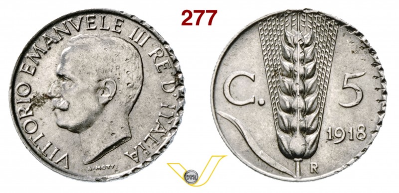 VITTORIO EMANUELE III (1900-1946) Progetto del 5 Cent. 1918 in Ferro/Nichel P.P....