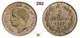 VITTORIO EMANUELE III (1900-1946) 2 Centesimi 1907 Roma “valore”. Pag. 929 MIR 1167d Cu g 2,08 Molto rara SPL