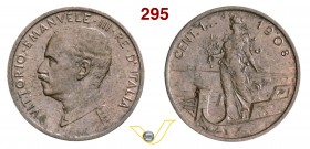 VITTORIO EMANUELE III (1900-1946) Centesimo 1908 Roma “Italia su prora”. Pag. 945 MIR 1170a Cu g 1,02 Molto rara SPL