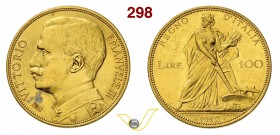 VITTORIO EMANUELE III (1900-1946) 100 Lire 1912 Roma “aratrice”. Pag. 641 MIR 1115b Au g 32,29 Rara SPL