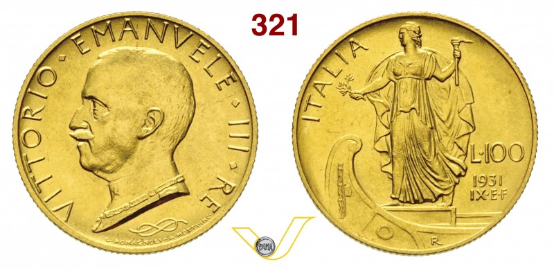 VITTORIO EMANUELE III (1900-1946) 100 Lire 1931 IX Roma. Pag. 646 MIR 1118a Au g...