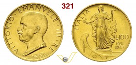 VITTORIO EMANUELE III (1900-1946) 100 Lire 1931 IX Roma. Pag. 646 MIR 1118a Au g 8,78 FDC