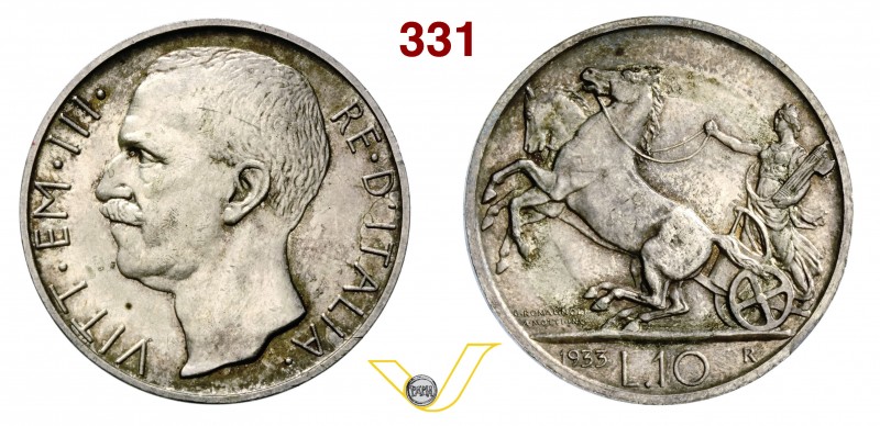 VITTORIO EMANUELE III (1900-1946) 10 Lire 1933 Roma. Pag. 698 MIR 1132l Ag g 10,...