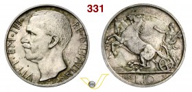 VITTORIO EMANUELE III (1900-1946) 10 Lire 1933 Roma. Pag. 698 MIR 1132l Ag g 10,02 Rarissima • Solo 50 esemplari coniati ! SPL÷FDC