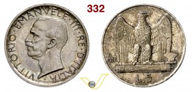 VITTORIO EMANUELE III (1900-1946) 5 Lire 1933 Roma “aquilotto” Pag. 716 MIR 1137k Ag g 5,02 Rarissima • Solo 50 esemplari coniati ! FDC