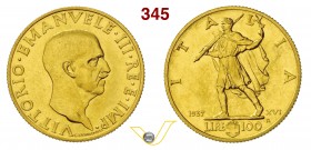 VITTORIO EMANUELE III (1900-1946) 100 Lire 1937 XVI Roma. Pag. 651 MIR 1120a Au Rarissima • Solo 249 esemplari coniati ! q.FDC