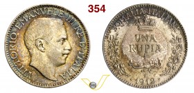 VITTORIO EMANUELE III - monetazione per la Somalia (1900-1946) Rupia 1912 Roma. Pag. 959 MIR 1175b Ag g 11,63 BB÷SPL
