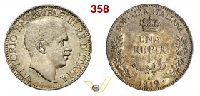 VITTORIO EMANUELE III - monetazione per la Somalia (1900-1946) Rupia 1919 Roma. Pag. 963 MIR 1175f Ag g 11,58 BB/SPL