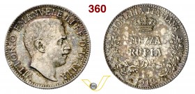 VITTORIO EMANUELE III - monetazione per la Somalia (1900-1946) Mezza Rupia 1912 Roma. Pag. 967 MIR 1176b Ag g 5,83 BB÷SPL