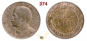 VITTORIO EMANUELE III - monetazione per la Somalia (1900-1946) 2 Bese 1923 Roma. Pag. 983 MIR 1179e Cu g 5,06 BB