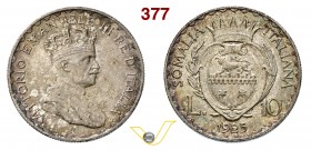 VITTORIO EMANUELE III - monetazione per la Somalia (1900-1946) 10 Lire 1925 Roma. Pag. 989 MIR 1181a Ag g 12,04 Rara SPL