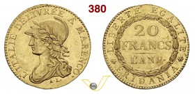 TORINO - REPUBBLICA SUBALPINA (1800-1802) 20 Lire A. 9, Torino. Varesi 1 Au Rara BB/SPL