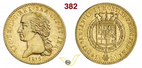 SAVOIA - VITTORIO EMANUELE I (1802-1821) 20 Lire 1816. Varesi 3 Au Molto rara q.SPL