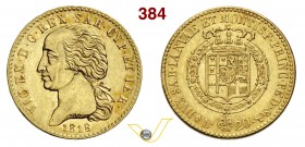 SAVOIA - VITTORIO EMANUELE I (1802-1821) 20 Lire 1818. Varesi 5 Au Rara SPL