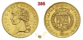 SAVOIA - VITTORIO EMANUELE I (1802-1821) 20 Lire 1820. Varesi 7 Au Rara SPL÷FDC