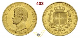 SAVOIA - CARLO ALBERTO (1831-1849) 20 Lire 1832 Genova. Varesi 32 Au Rara BB/SPL