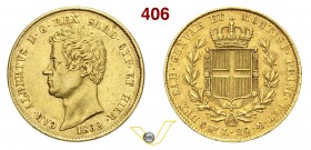 SAVOIA - CARLO ALBERTO (1831-1849) 20 Lire 1832 Torino "Fert". Varesi 35 Au Rara BB+
