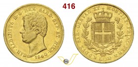 SAVOIA - CARLO ALBERTO (1831-1849) 20 Lire 1840 Genova. Varesi 50 Au BB+