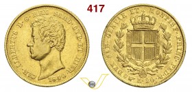SAVOIA - CARLO ALBERTO (1831-1849) 20 Lire 1840 Torino. Varesi 51 Au Rara BB+