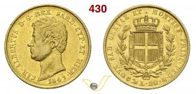 SAVOIA - CARLO ALBERTO (1831-1849) 20 Lire 1849 Genova. Varesi 69 Au BB/SPL