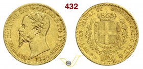 SAVOIA - VITTORIO EMANUELE II, Re di Sardegna (1849-1861) 20 Lire 1850 Genova. Varesi 71 Au BB