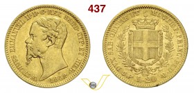 SAVOIA - VITTORIO EMANUELE II, Re di Sardegna (1849-1861) 20 Lire 1852 Torino. Varesi 76 Au BB+