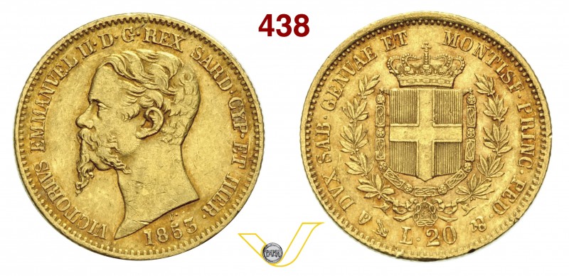 SAVOIA - VITTORIO EMANUELE II, Re di Sardegna (1849-1861) 20 Lire 1853 Genova. V...