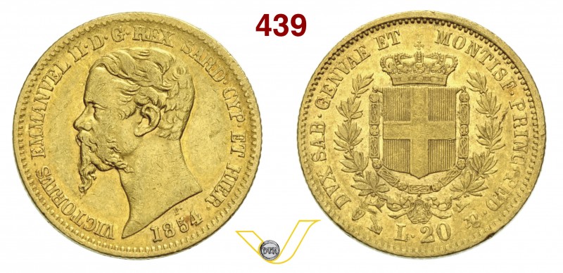 SAVOIA - VITTORIO EMANUELE II, Re di Sardegna (1849-1861) 20 Lire 1854 Genova. V...