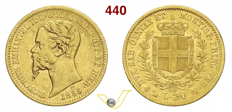 SAVOIA - VITTORIO EMANUELE II, Re di Sardegna (1849-1861) 20 Lire 1855 Genova. V...